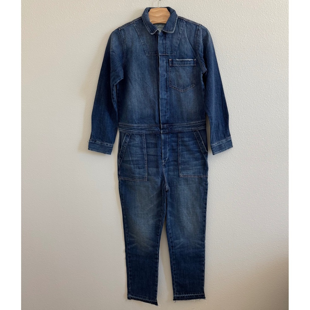 NWT Current/Elliott Coverall Women Blue Basic Jailbird Denim Jumpsuit Size S